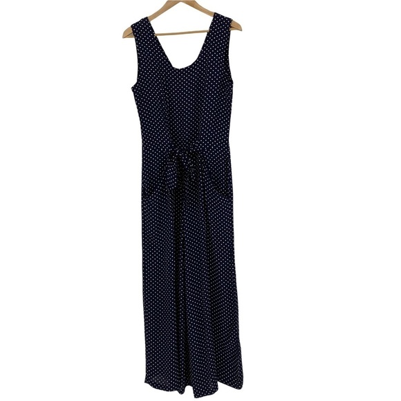 Adrienne Vittadini Pants - Adrienne Vittadini navy & white polka dot sleeveless wide leg jumpsuit